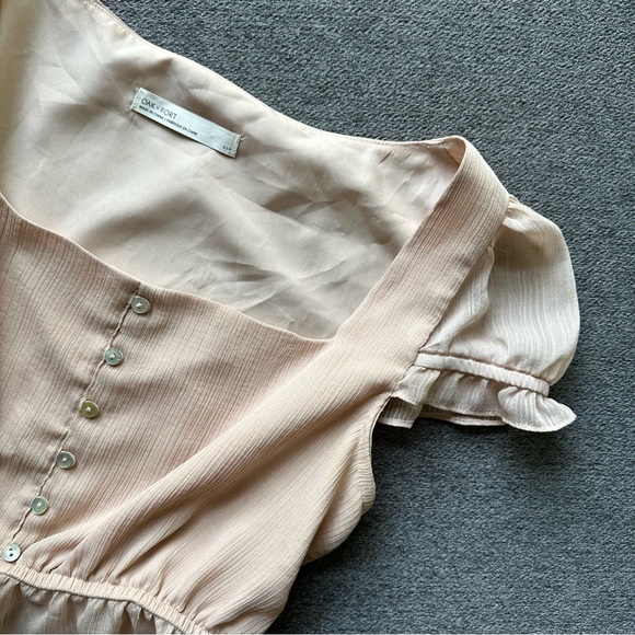 OAK + FORT // Crop Button Peplum Style Blouse - Picture 2 of 5